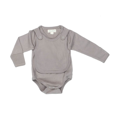 Smart Long Sleeve Kimono Bodysuit + Bib - Grey